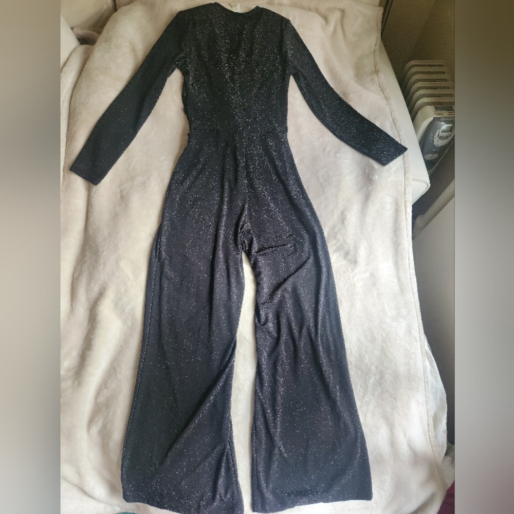 h&m glittery jumpsuit  with long sleeves black sz S,M,L,XL, XXL - Picture 12 of 16